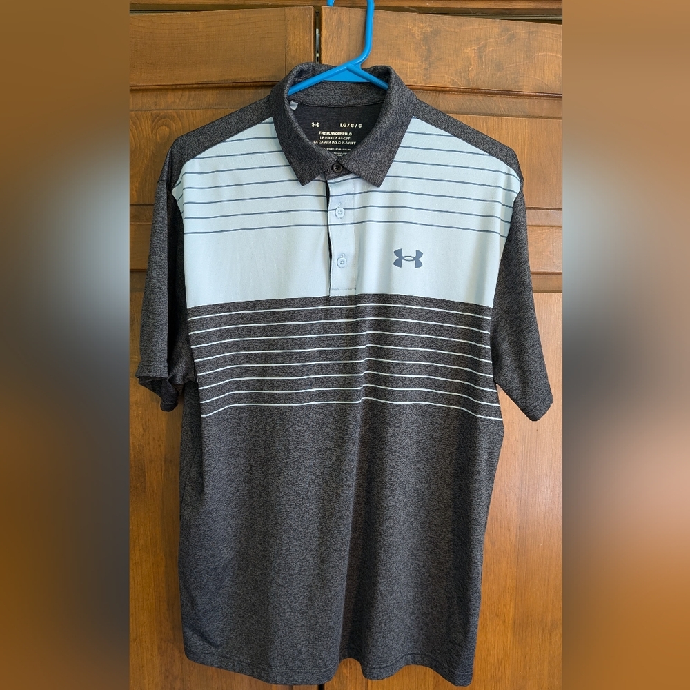 Under Armour Playoff Polo Size L Grey and Blue